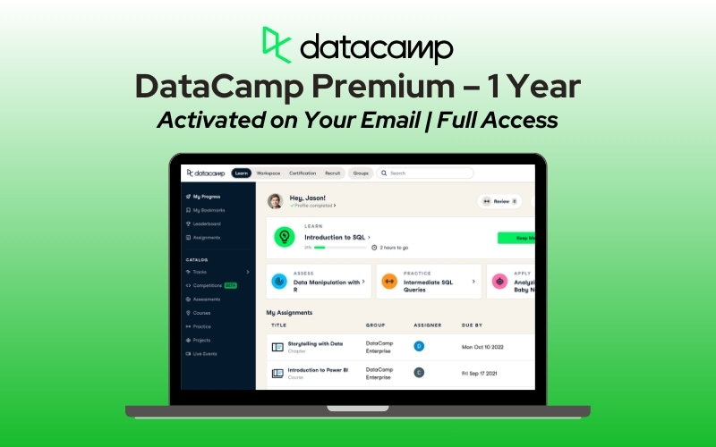 DataCamp Premium Yearly Plan – 1 Year (Activated on Your Email)